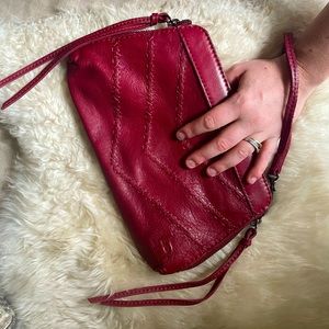 *like new* Linea Pelle oxblood soft leather modern clutch